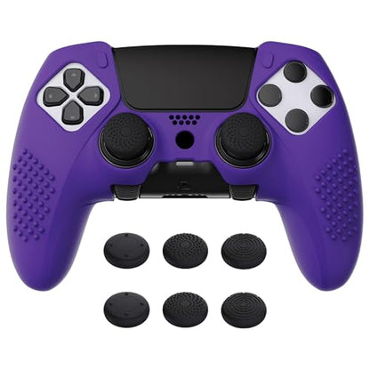 PlayVital 3D Studded Edition Anti-Slip Silicone Cover Case for ps5 Edge Controller, Soft Rubber Protector Skin for ps5 Edge Wireless Controller with 6 Thumb Grip Caps - Purple - color: Purple