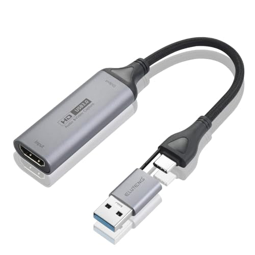 ELUTENG 4K HDMI Game Capture Card, USB 3.0/Type-C 1080P 60FPS Low Latency | Video Capture Card Screen Recording for Streaming Gaming Teaching Conference