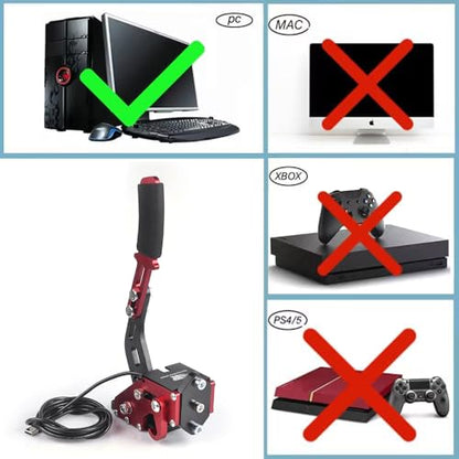 ZHSYMX USB Handbrake for 16Bit SIM PC Racing Games, Compatible with G27 G29 G920 G923 T500 T300 Simulate Linear Handbrake With Fixing Clip（Only PC System） Red - color: Red, size: With Fixing Clip