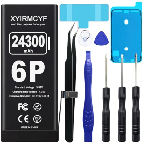 XYIRMCYF 24300mAh Super Capacity Battery Compatible with iPhone 6 Plus, New 0 Cycle-Li-Polymer Replacement Battery for iPhone 6 Plus, with Professional Repair Tool Kit - color: 6P-24300