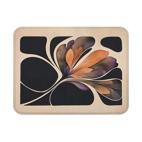 Abstract Boho Botanical Floral Mouse Pad, Mid Century Boho Black and Brown Flower Mouse Pad for Work Computers Laptop Home Office Dorm Desk Accessories, 9.5x7.9 Inch - color: Landscape Flowers Mouse Pad E
