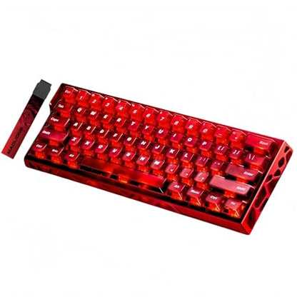 MADLIONS MAD 60HE Mechanical Gaming Keyboard Wired, Magnetic Switch Keyboards Rapid Trigger 8000Hz, Aluminum Keyboard RGB Backlit for PC Laptop - color: translucent red