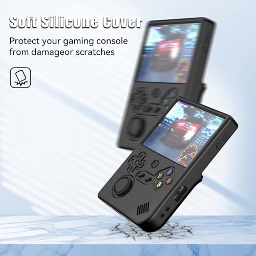 Silicone Case for RG40XXV Retro Handheld Game Console with Lanyard | Anti-Scratch Washable Soft Protective Case for Anbernic RG 40XXV Accessories - color: Black