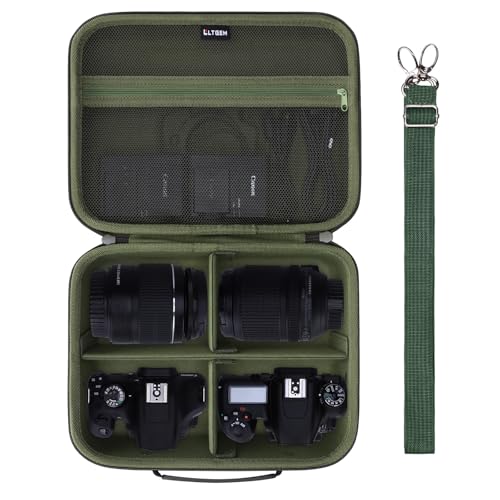 Medium Camera Case Bag for Canon/Sony/Nikon Camera and Multiple Lens Green | Hard Travel Carrying Case Bag for Canon/Sony/Nikon DSLR SLR Mirrorless Camera and Multiple Lens with 3 Dividers - color: Green, size: Medium