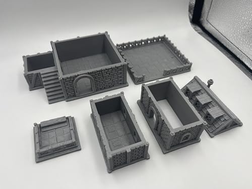 Middle-Ages Buildings Terrain Scenery for 18mm and 28mm Miniature Tabletop Wargames, 3D Printed and Paintable (28mm Scale)
