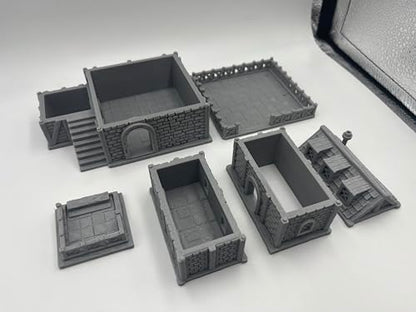 Middle-Ages Buildings Terrain Scenery for 18mm and 28mm Miniature Tabletop Wargames, 3D Printed and Paintable (28mm Scale)