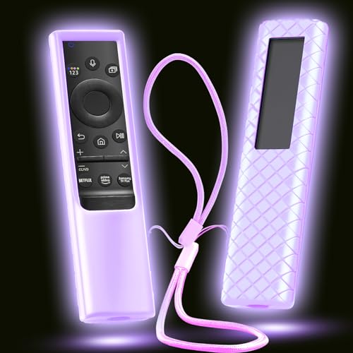 Cover for Samsung Solar Remote, Case Compatible with Samsung Smart TV Remote Control Glow in The Dark Universal Silicone Skin Sleeve with Lanyard Purple - color: Purple Glown in the dark