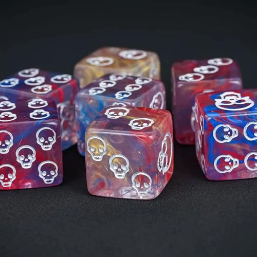 Skull Dice,10 Pieces 16MM Halloween D6 Dice Mini Skull Face,Unique 6 Sided Dice Set Standard Game Dice for MTG DND Tenzi Farkle Yahtzee Bunco(Blue) - color: Blue