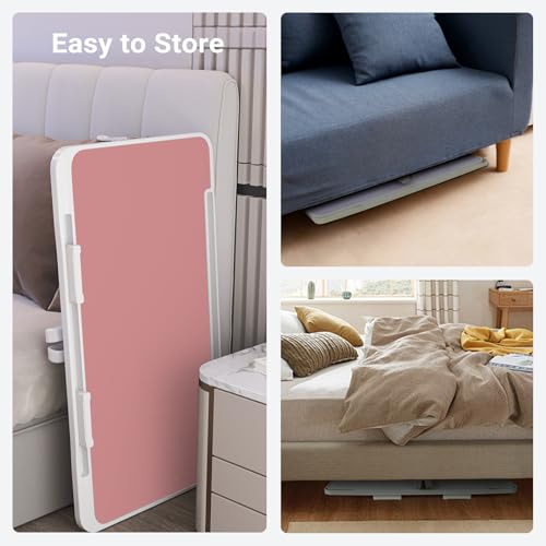 Adjustable Laptop Lap Desk with Cooling Fan USB Light for Adults 60x40cm,Pink - color: Pink+holder,60x40cm