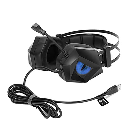 Wired Competitive Gaming Headset Noise Cancelling Over Ear Stereo Headphones for PC with LED Light