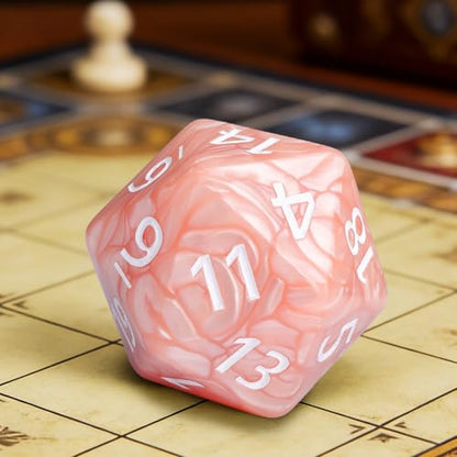20 Sided DND Dice,D20 Giant Polyhedral Dice,55mm Titan Large Pearl Color D20 Dice,20 Sided Cube D&D Dice Set for Dungeons and Dragons, RPG, MTG Table Games(Beige Pearl) - color: D-20 Beige