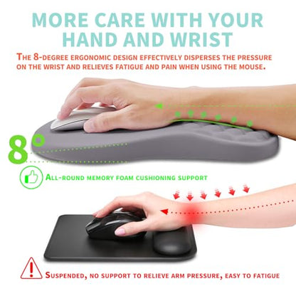 Ergonomic Mouse Pad Wrist Support with Memory Foam Massage Bulge, Carpal Tunnel Pain Relief Mousepad Wrist Rest for Mouse(12x8 inch, Silver Gray Light Purple) - color: Kg003-silver Gray Light Purple