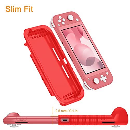 FINTIE Soft Silicone Protective Case for Nintendo Switch Lite 2019 | Ergonomic Grip, Anti-Slip, Shock-Absorption & Anti-Scratch, Lightweight Grip Case Cover, Red - color: Red