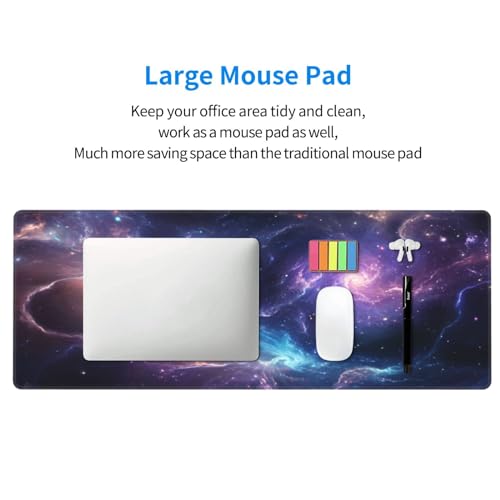 Gaming Mouse Pad Desk Pad,Extended Big Mouse Pad,31.5x11.8 Inch Long Computer Keyboard Mouse Mat Mousepad with 3mm Non-Slip Base and Stitched Edge for Gaming and Office… (Nebula) - color: Nebula