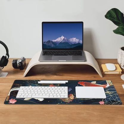 Gaming Mouse Pad Desk Pad,Extended Big Mouse Pad,31.5x11.8 Inch Long Computer Keyboard Mouse Mat Mousepad with 3mm Non-Slip Base and Stitched Edge for Gaming and Office… (koi) - color: Koi