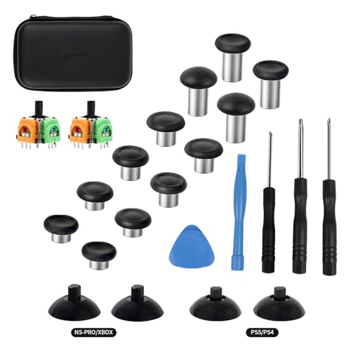 RALAN Replacement Interchangeable Thumbsticks Joysticks Repair Kit for Xbox One, Xbox Series X/S, PS4/PS5/NS Pro Controllers, 3 Height Plastic Base, 5 Grip Designs (PS4) - color: PS4