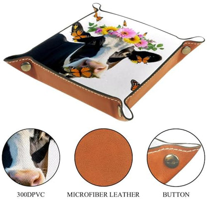 Cow with Flower Crown Dice Tray Dice Rolling Tray Folding Dice Holder for Dice Games, Like RPG, DND and Other Table Games - color: Multi 1