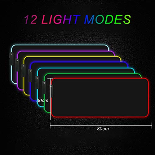 Personalized RGB LED Gaming Mouse Pad Make Your Own Customized Large Gaming Mousepad Custom Mouse Mat for Office Dorm Personalised Gifts Presents for Gaming Lovers, 31.5x11.8in - size: 31.5 x 11.8 in