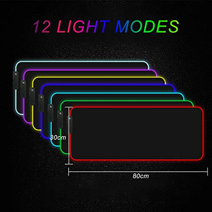 Personalized RGB LED Gaming Mouse Pad Make Your Own Customized Large Gaming Mousepad Custom Mouse Mat for Office Dorm Personalised Gifts Presents for Gaming Lovers, 31.5x11.8in - size: 31.5 x 11.8 in