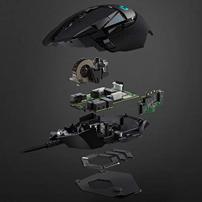 Logitech G502 Hero Wired Gaming Mouse - Black | High performance, 25,600 DPI, RGB, adjustable weights, 11 programmable buttons, on-board memory, PC/Mac - style: Wired