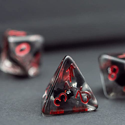 Cusdie 7-Die Dice DND, Polyhedral Dice Set Filled with Animal, for Halloween Role Playing Game D&D Dice(Bat) - color: Black Bat