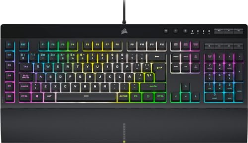 Corsair K55 RGB PRO XT - Dynamic Per-Key RGB Backlighting - QWERTY US Layout, Six Macro Keys with Elgato Stream Deck Software Integration - IP42 Dust and Spill-Resistant - Black - style: K55 RGB PRO XT