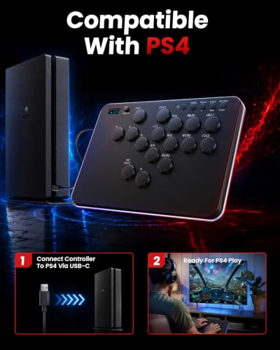 DOYOKY Leverless Controller for PC/PS4/PS3/Switch/Steam Deck | Leverless Arcade Stick, 16-Button Fight Stick with Reinforced USB-C, OLED Display, Hot-Swappable Switches, SOCD, Turbo & RGB