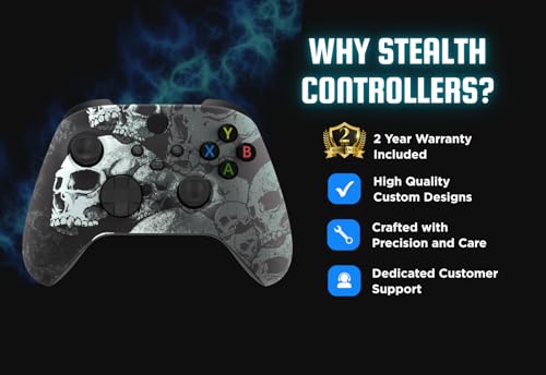 Stealth Controllers Wireless Controller for Xbox Series S, Xbox Series X, Xbox One - Soft Touch Feel - Custom Series S/X Controller (Skulls) - color: Skulls