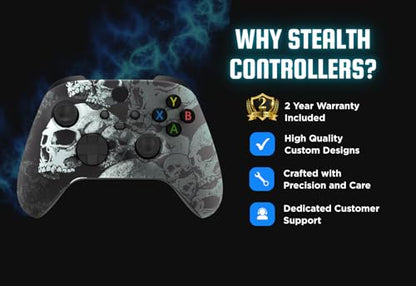 Stealth Controllers Wireless Controller for Xbox Series S, Xbox Series X, Xbox One - Soft Touch Feel - Custom Series S/X Controller (Skulls) - color: Skulls