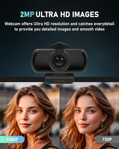 saylas 1080P Webcam for PC with Microphone, 100° FOV, USB Webcam with Privacy Cover and Tripod, Plug&Play Computer Camera for Online Calling, Zoom/Teams/Facetime - color: 1080P/100°FOV