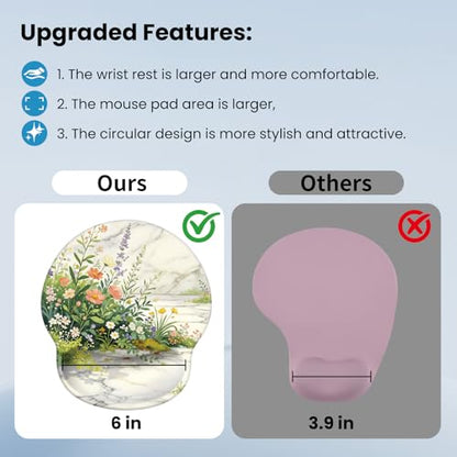 Mouse pad with Wrist Rest,Relieving Pain Memory Foam Computer pad, Ergonomic Desktop Mouse, Silicone Material Mouse pad, with Non-Slip PU Base (Beautiful Flowers) - color: Beautiful flowers
