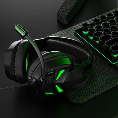 EKSA Fenrir S Gaming Headset with Microphone, Noise Cancelling Mic, Comfortable Ear Pads, 50 mm Drivers, RGB Light, One Key Control, Gaming Headphones for PC, Xbox, PS4, PS5, Switch, Controller