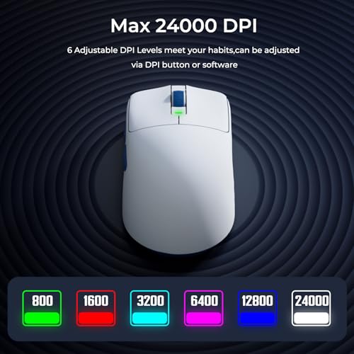 RK ROYAL KLUDGE RK M30 Wireless Gaming Mouse, 24000 DPI, 43g Ultra-Lightweight, PAW3311 Sensor, 2.4G/Bluetooth/USB-C Rechargeable Wireless Mouse with 5 Programmable Buttons for PC/Mac, White - color: white