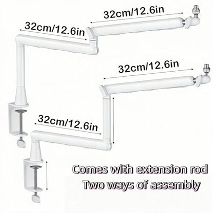 Microphone Arm,Desk Adjustable Mic Boom Arm Stand 360° Rotation,White | With Heightening Arm, without Microphone,Suitable For Blue Yeti,Snowball iCE, HyperX QuadCast,SoloCast,Elgato Wave - color: White