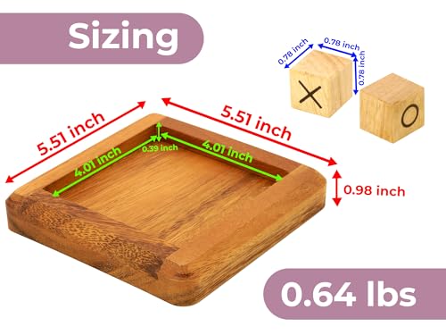 BSIRI Pushing Me Wooden Tic Tac Toe Game- Tabletop Board Games for Farmhouse Decor, Coffee Table Decor, Unique Gifts Fun Gifts for Adults. Perfect for Game Night,Family Games (5 Inch) - style: PushingMe