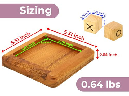 BSIRI Pushing Me Wooden Tic Tac Toe Game- Tabletop Board Games for Farmhouse Decor, Coffee Table Decor, Unique Gifts Fun Gifts for Adults. Perfect for Game Night,Family Games (5 Inch) - style: PushingMe