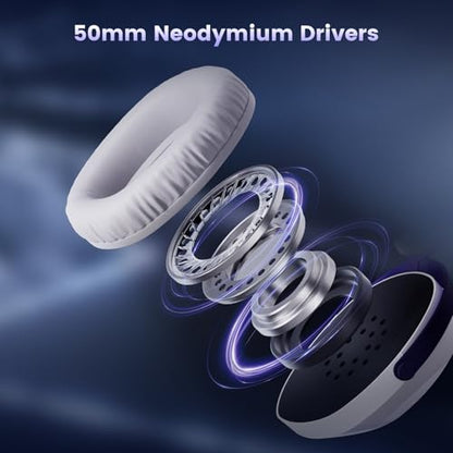 Akko GH300 Wireless Gaming Headphone, Quad-Mode Connectivity White Headset with 50mm Drivers, Virtual 7.1 Surround Sound, Noise Cancelling Mic, RGB Lights Compatible with Laptop, Desktops - color: White