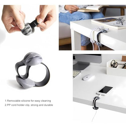 6 Pcs Cable Clips,Cord Organizer Holder Silicone USB Cable Winder Desktop Management Clips Cable Holder for Desk, Home, Office.