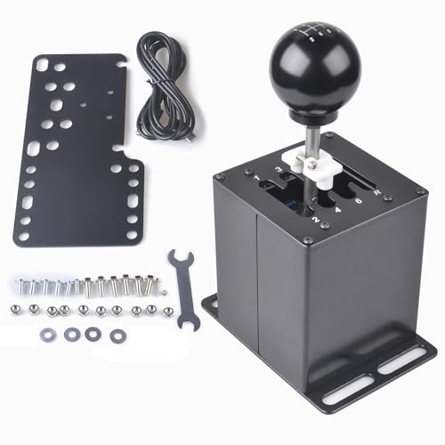 CNRAQR PC USB Racing Game Simulator Shifter with Desk/Chair Mount Bracket Plate Compatible with LO GITECH G29 G27 G25 G920,T300RS/GT 7+R - color: 7R+Plate