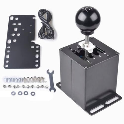 CNRAQR PC USB Racing Game Simulator Shifter with Desk/Chair Mount Bracket Plate Compatible with LO GITECH G29 G27 G25 G920,T300RS/GT 7+R - color: 7R+Plate
