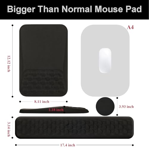 Ospelelf Keyboard Wrist Rest Ergonomic Mouse Pad with Wrist Rest, Arm Wrist Rest for Computer, Office and Gaming,Black - color: Black