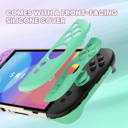 PlayVital Protective Case for Nintendo Switch 2 - Cute Dockable Hard Case Shell for Switch 2 with Thumb Grip & Sticker & Button Caps, Anti-Scratch & Shockproof Cover Skin - Soft Violet & Mint Green - color: Soft Violet & Mint Green