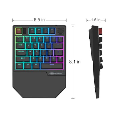 MageGee Wireless One Handed Gaming Keyboard, Tri-Mode BT/2.4Ghz RGB Backlit 34 Keys Mini Keyboard for Gamer, Linear Red Switch, Wrist Rest Support(Black) - color: Black/Wireless