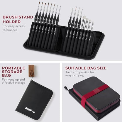 Nicpro All-in-One Miniature Painting Kit with 36 Model Paints & Wet Palette | Stay Wet Palette, 16PCS Detail Paint Brushes Drybrush with Bag, Magnetic Painting Handle, Sponges, Pallet Paper, Brush Holder - color: 36 Model Paint + Wet Palette