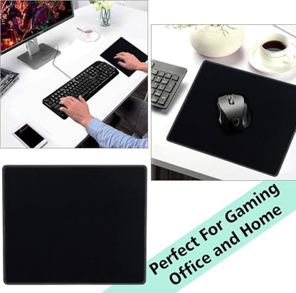SaiTech IT 5-Pack Mouse Pads Bulk, Stitched Edges, Non-Slip Base | 2mm Cloth Surface, Waterproof, Anti-Slip Rubber Base, 8.66 x 7.1 in, Wired & Wireless Mouse Compatible - color: Black-5 Pack