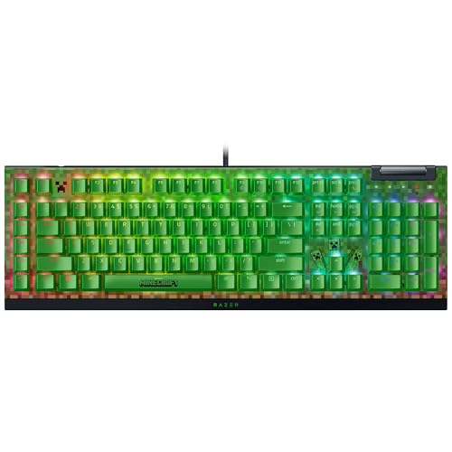 Razer BlackWidow V4 X Mechanical Gaming Keyboard, Minecraft Edition | Green Switches Tactile & Clicky, 6 Macro Keys, Chroma RGB, Doubleshot ABS Keycaps, Sound Dampening & Stabilizers - color: Minecraft Edition
