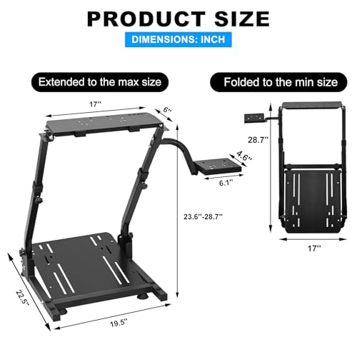 CXRCY Racing Wheel Stand, Adj Height & Foldable for G920 G29 G27 G25 | For Fanatec & Thrustmaster bases. Xbox,PS4,PS5,PC. Wheel & pedals not incl. - color: Black