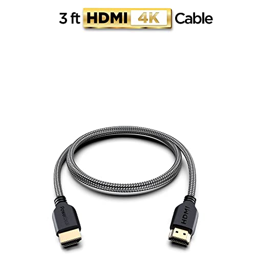 PowerBear 4K HDMI Cable 3 ft 2 Pack| Short Hdmi Cable, Braided Nylon & Gold Connectors, 4K @ 60Hz, Ultra HD, 2K, 1080P, ARC & CL3 Rated | for Laptop, Monitor, PS5, PS4, Xbox One, Fire TV, & More - size: 3ft 2Pack