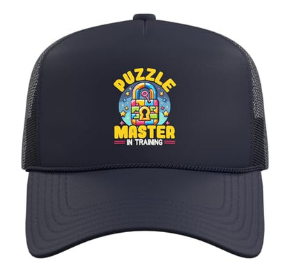 Escape Room Game Lockpicking Puzzle Room Exit Game Trucker Hat with Adjustable Mesh Back - color: Navy Blue