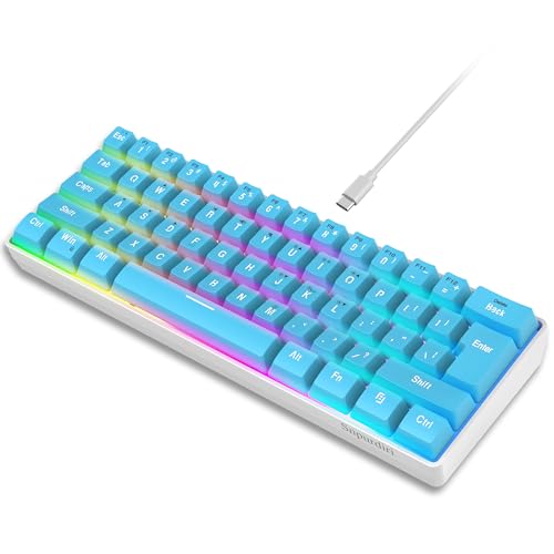 Snpurdiri 60% Wired Gaming Keyboard, Small Ultra-Compact 61 Keys RGB Backlit 60 Percent Gaming Keyboard for PC/Mac Gamer, Typist, Travel, Easy to Carry on Business Trip (Blue) - color: Blue